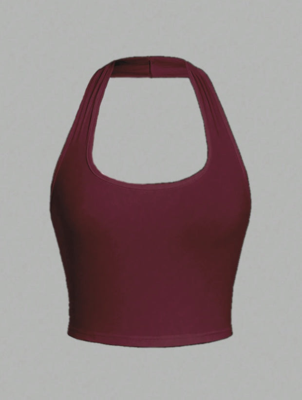 Orris Cropped Halter Neck Tank Top