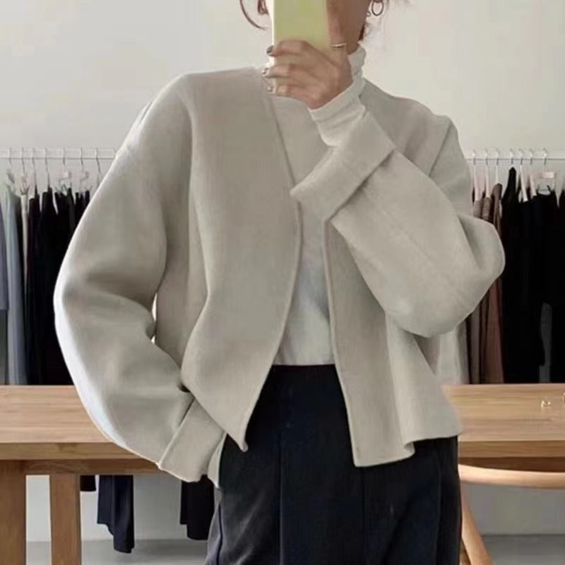 Orris V-neck Loose Woolen Coat