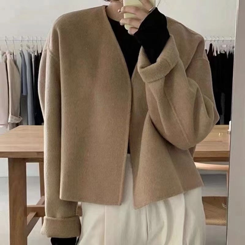 Orris V-neck Loose Woolen Coat