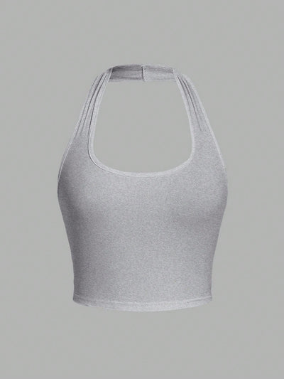 Orris Cropped Halter Neck Tank Top