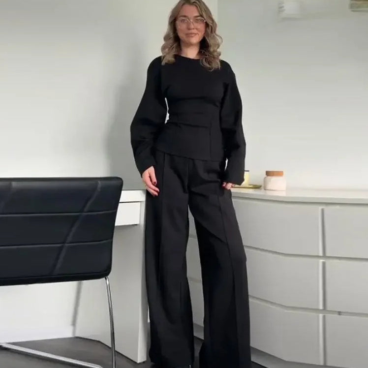 Orris Long Sleeve Wide Leg Pants  set