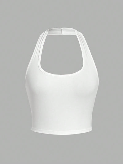 Orris Cropped Halter Neck Tank Top