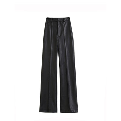 Orris Black Straight Leather Pants